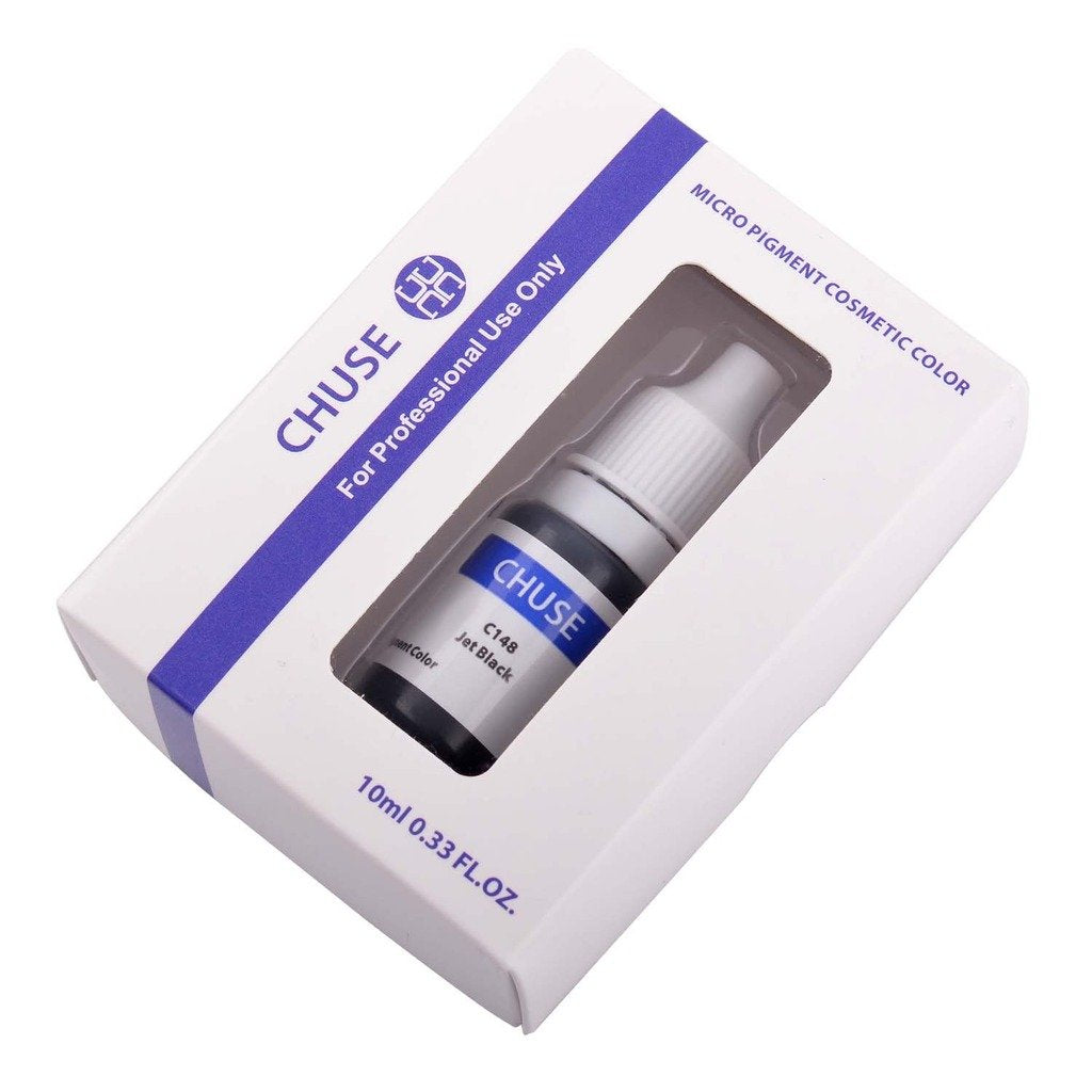 CHUSE Microblading Ink Permanent Makeup Pigment 0.35oz/10ml Eyebrow Ink Microblading Pigment for Eyebrow Eyeliner (C148 Jet Black)