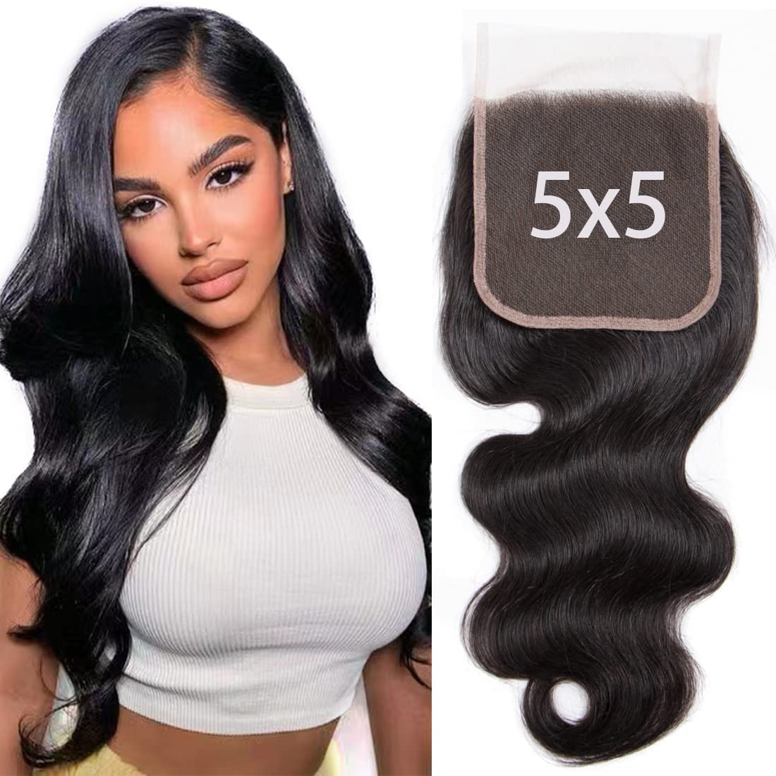 OLFORY 5X5 HD Lace Closure Human Hair 5X5 Lace Closure Free Part Body Wave Closure 12A Brazilian Virgin Human Hair Body Wave Closure Top Swiss Lace Closure