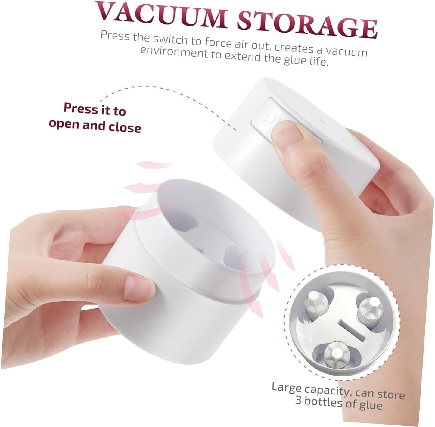 Eyelash Glue Jar - Sealed Eyelash Extension Container for Makeup | Cosmetic Storage Tank (White)