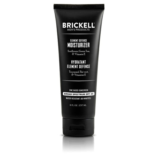 Brickell Men's Element Defense SPF45 Moisturizer for Men, Mineral Sunscreen, Hydrates and Protects Skin Against UVA/UVB Rays, With Zinc, Vitamin E, and Green Tea, 8 Ounce, Unscented