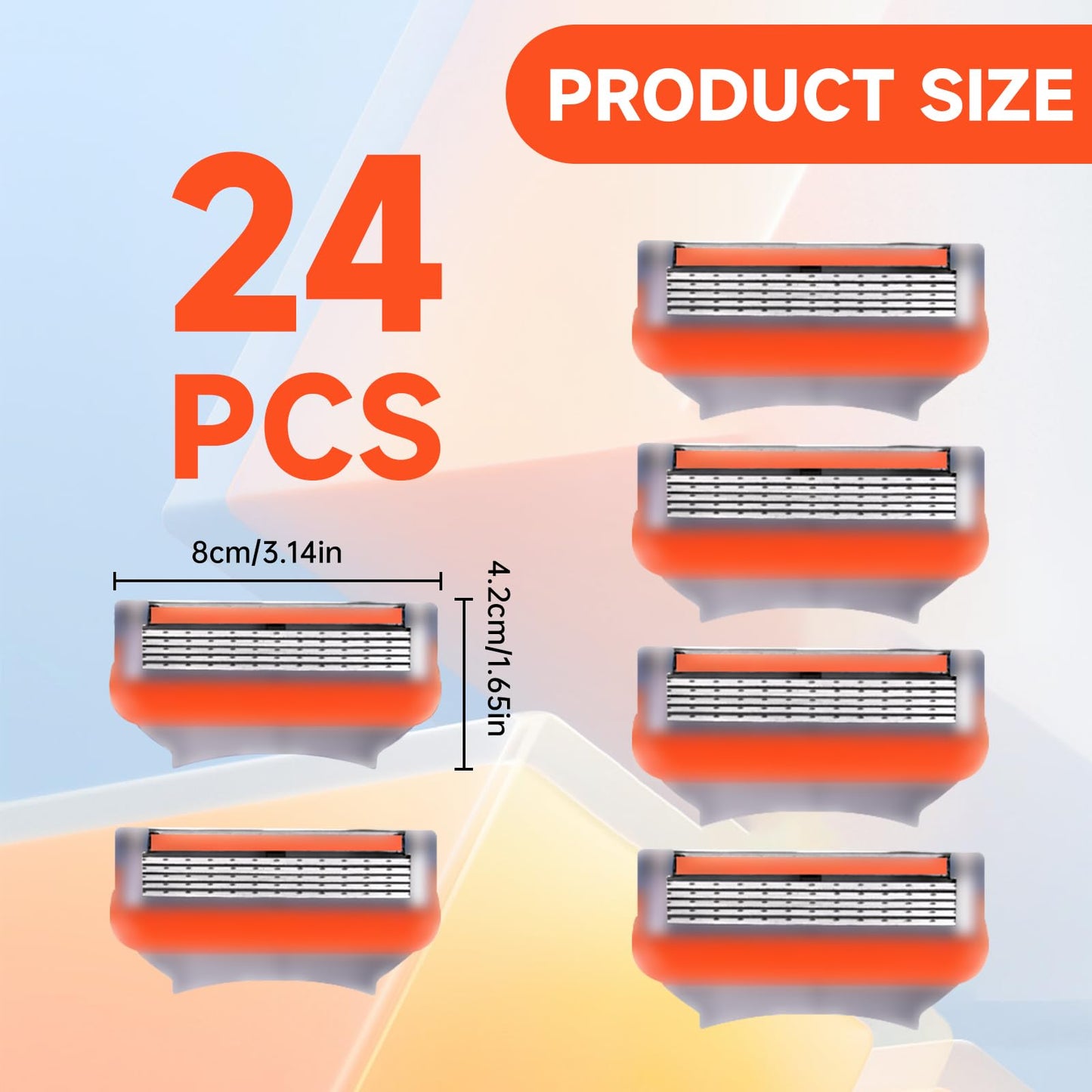24 Pcs-Razor Blades Refills Compatible with Fusion 5 Blades,5-Layer Precision Anti Friction Manual Wet Shaving Blade Trimmer,Pivoting Head for Close and Comfortable Shave