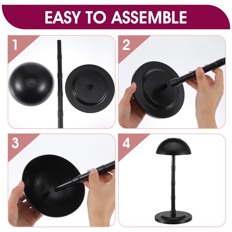 Meyeyaia 8pcs Wig Stands Wig Head Holders,13.8 Inches Portable Hat Display Stand Travel Wig Holder for Styling Non Slip Stable DIY Practice Hat Holder(Black)