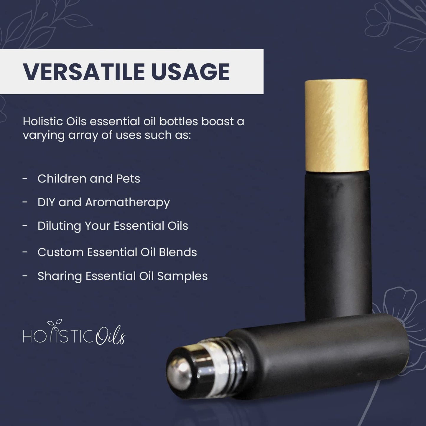 Essential Oil Roller Bottles, Black 10ml Leakproof Rollers – Thick Black Glass with Brush Gold Lid, Updated Stainless Steel Roller Ball Insert for Oils, Aromatherapy – 12 Pack