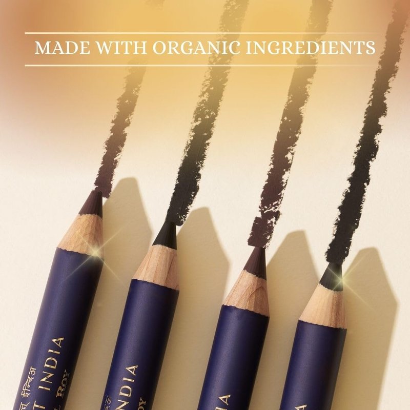 ANCIENT INDIA Clean Smudge Eyeliner - Vegan Eye Pencil for Smokey Eye Looks - Rich Pigmented Velvet Formula with Anti-Oxidants - Traditional Indian Beauty Essential for Daily Wear - Black