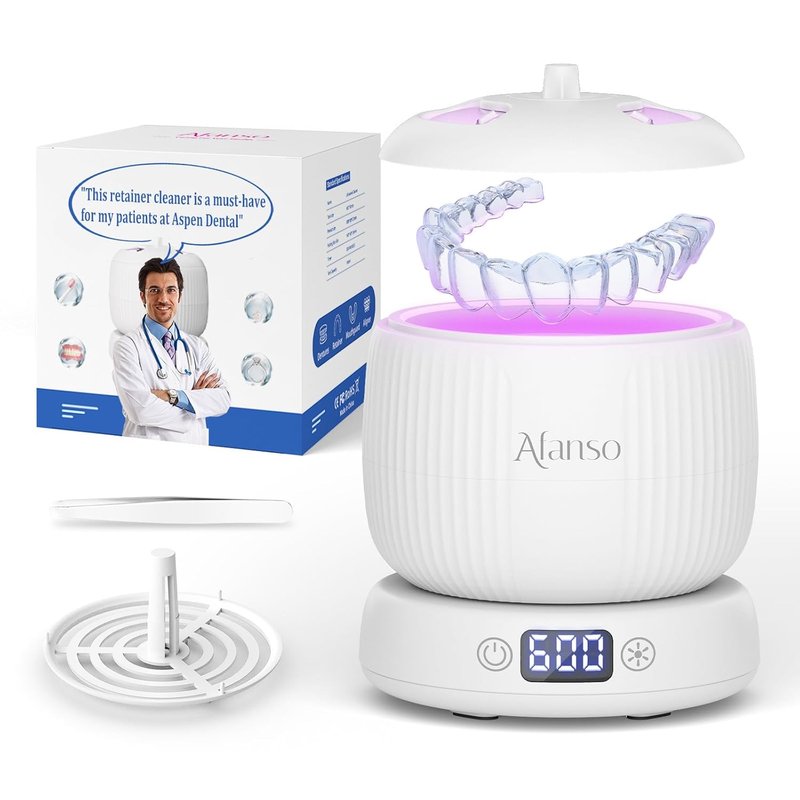 Ultrasonic Retainer Cleaner Machine - Portable 50kHz Dental Cleaner for Aligners, Braces & Jewelry | 4 Modes, Travel-Friendly