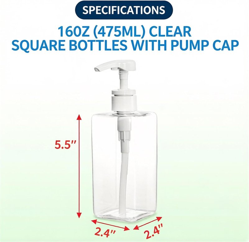 Okllen 16 Oz Plastic Pump Bottles - 12 Pack Clear Refillable Soap Dispensers for Shampoo, Lotion & Cleaning Products