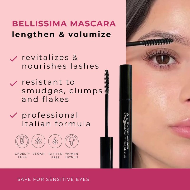 Bellissima Volumizing Mascara - Lightweight Bold Lashes, Non-Smudging, Vegan | Black Lace, 0.13 oz