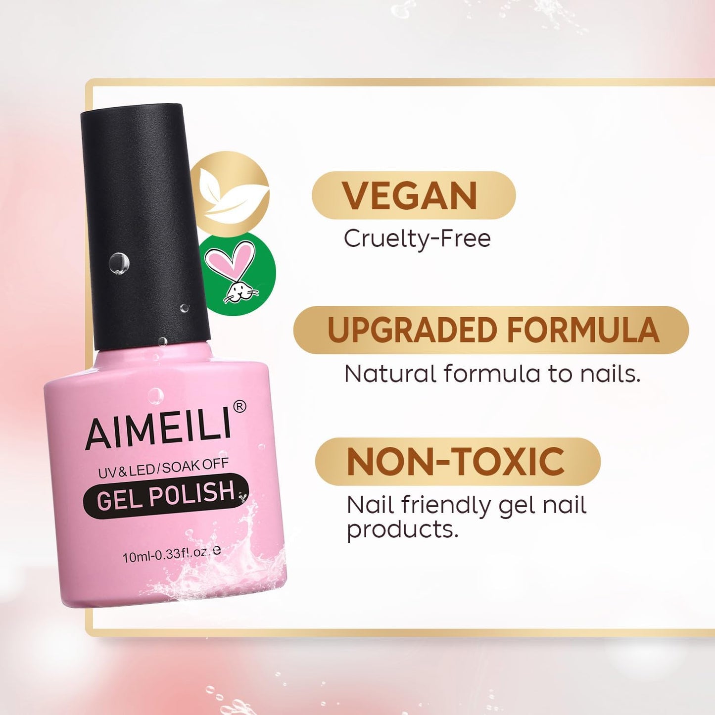 AIMEILI Gel Polish Glitter Top Coat 6 Color, Hema Free, Cruelty Free, Vegan, 2 In 1 High Glossy Shiny Pearl No Wipe Top Gel for Nail Art