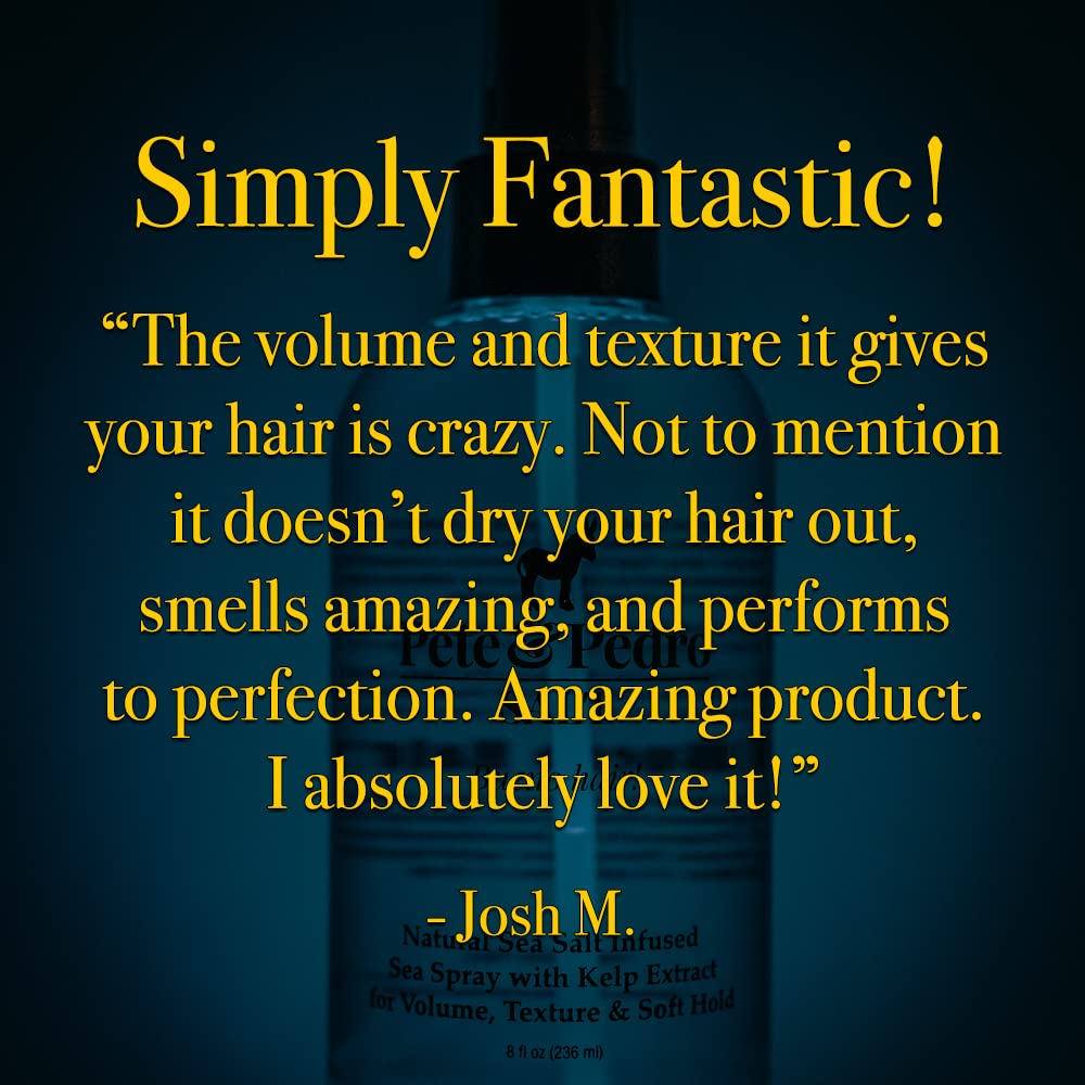 Pete & Pedro SALT - Natural Sea Salt Spray for Hair Men & Women, Adds Instant Volume, Texture, Thickness, & Light Hold | Texturizing & Thickening | As Seen on Shark Tank, 2.0 oz.