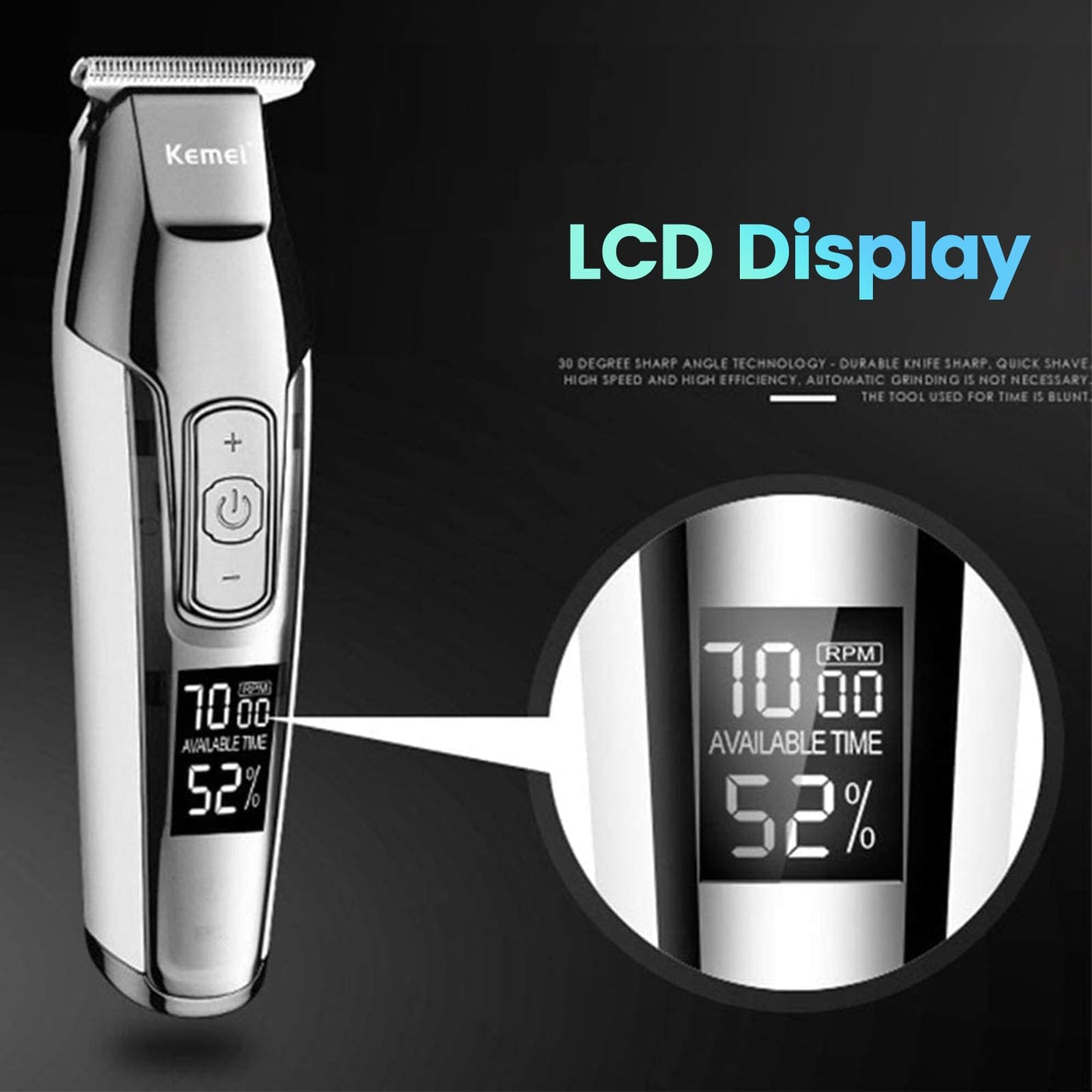 KEMEI Trimmer Cordless Hair Clipper for Men Professional Electric Beard Trimmers Barber Hair Cuttings Kit, Zero Gapped T Blade Detailers Trimmers for Men, KM-5027