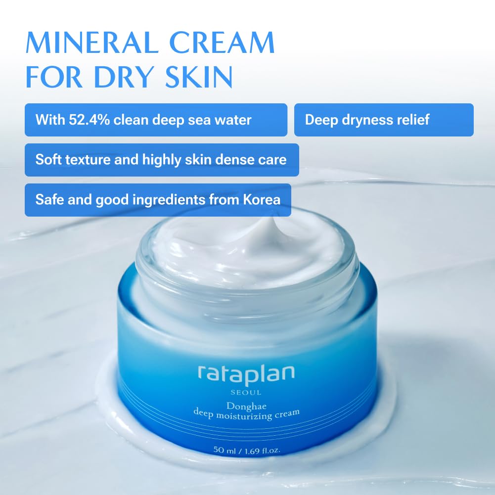 RATAPLAN Donghae Deep Moisturizing Cream 2 Pack - Deep Sea water, For Dry Skin, Ceramide, Hyaluronic Acid, Strengthen Skin Barrier, Korean Skincare