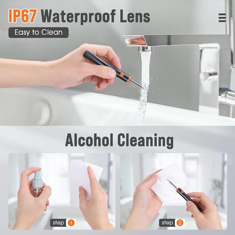 Ear Wax Removal Tool Camera - Ear Cleaner with 1080P HD Camera, Otoscope with Light, Earwax Removal Kit for iPhone, iPad, Android Phones (Orange)