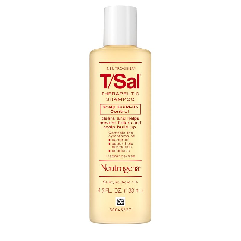 Neutrogena T/Sal Therapeutic Dandruff Shampoo, Scalp Build-Up Control, 3% Salicylic Acid,Psoriasis Treatment, Seborrheic Dermatitis Shampoo, Clears Flakes, Fragrance Free, 4.5 fl oz
