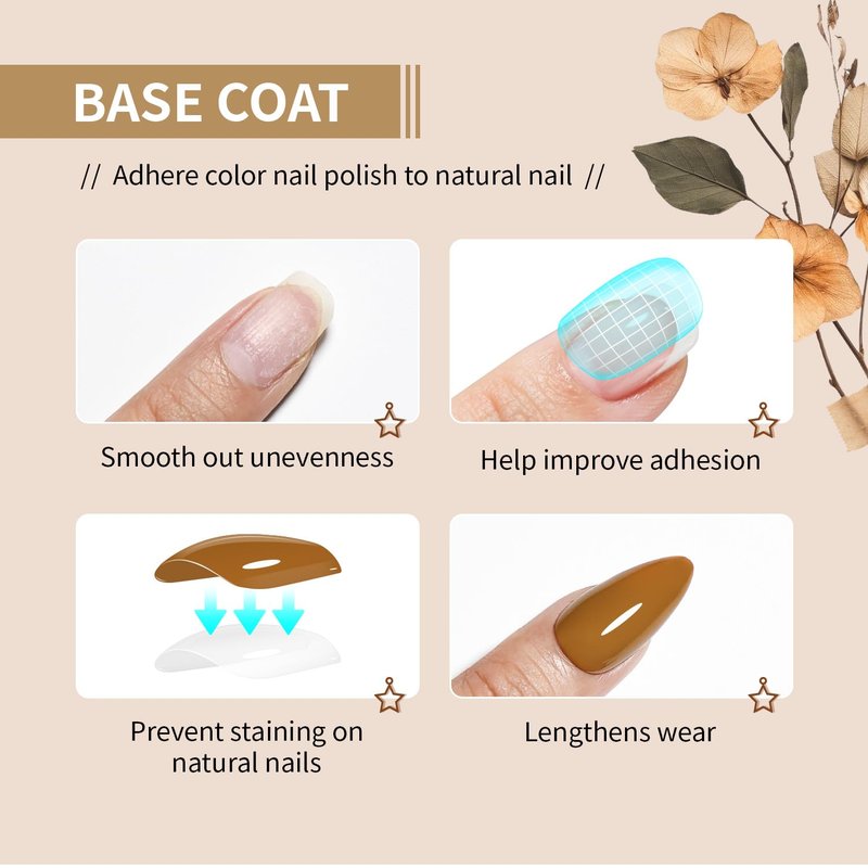 OpenLive Base and Top Coat Nail Polish Quick Dry,16.5ml Large capacity Basic Nail Polish Set Air Dry Fast, High-Glossy Shiny, No U V Light Needed for Women Salon DIY Nail Art
