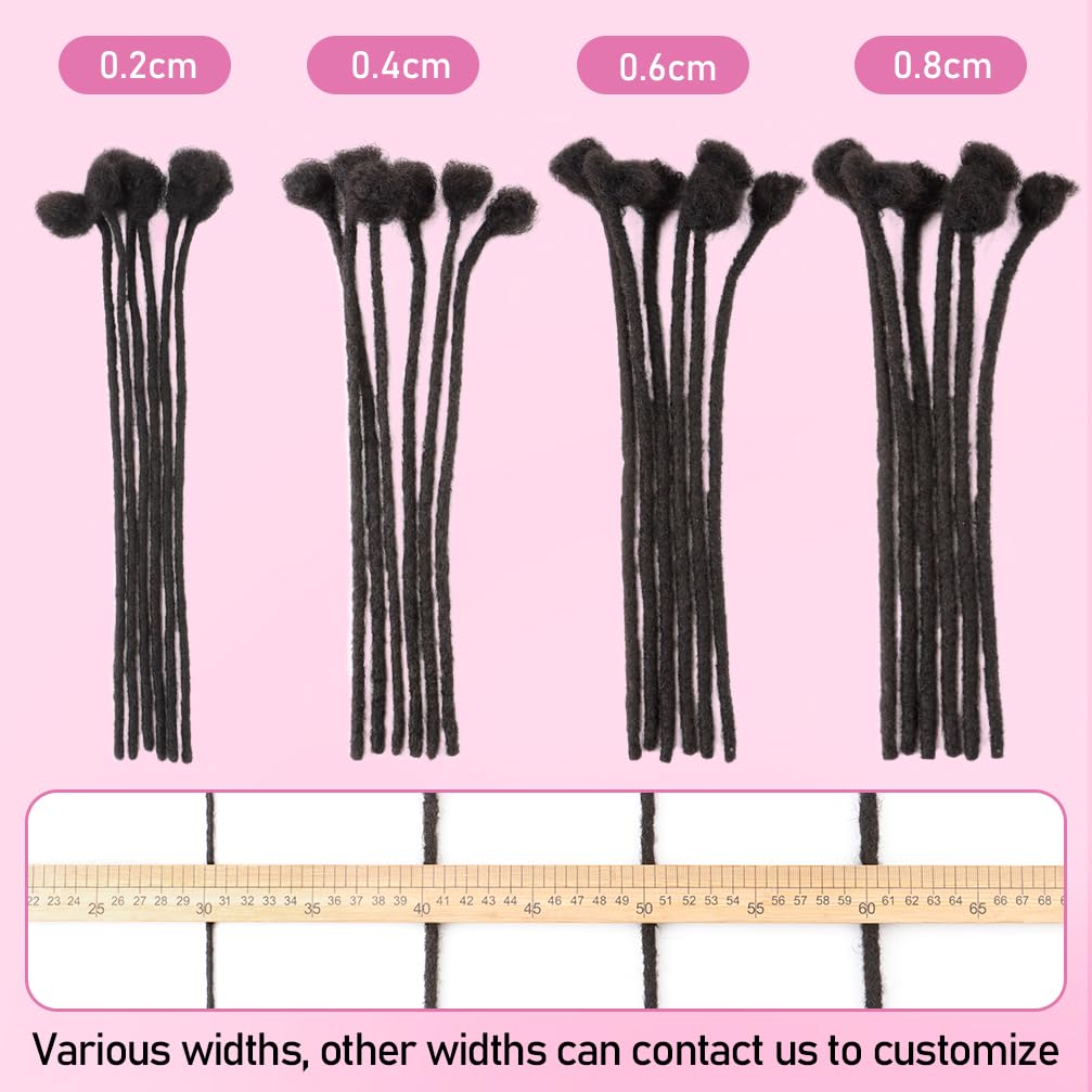 6 Inch 0.4cm Diameter Real Human Hair Thin Locs Extensions 30 Strands/Pack Handcrafted Permanent Dreadlocks Natural Soft Texture for Black Women & Men Styling
