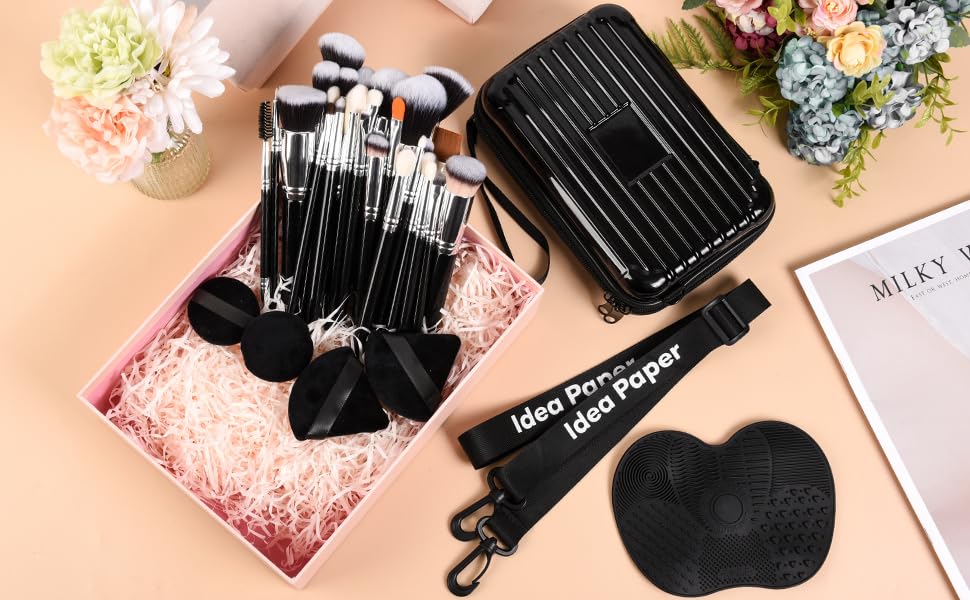 32-Piece Makeup Brush Set - Portable Travel Kit with Multi-Functional Tools | Ideal for Foundation & Blending