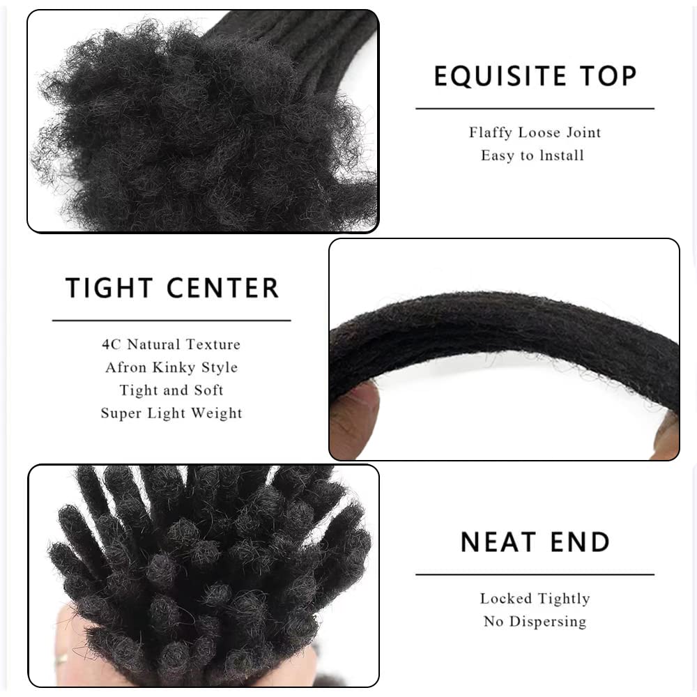 6 Inch 30 Strands Loc Extensions Human Hair 100% Handmade Permanent Dreadlock Extensions for Women Men Can Be Curled and Bleached Loc Extension with Needle(width 0.6cm natrual color)