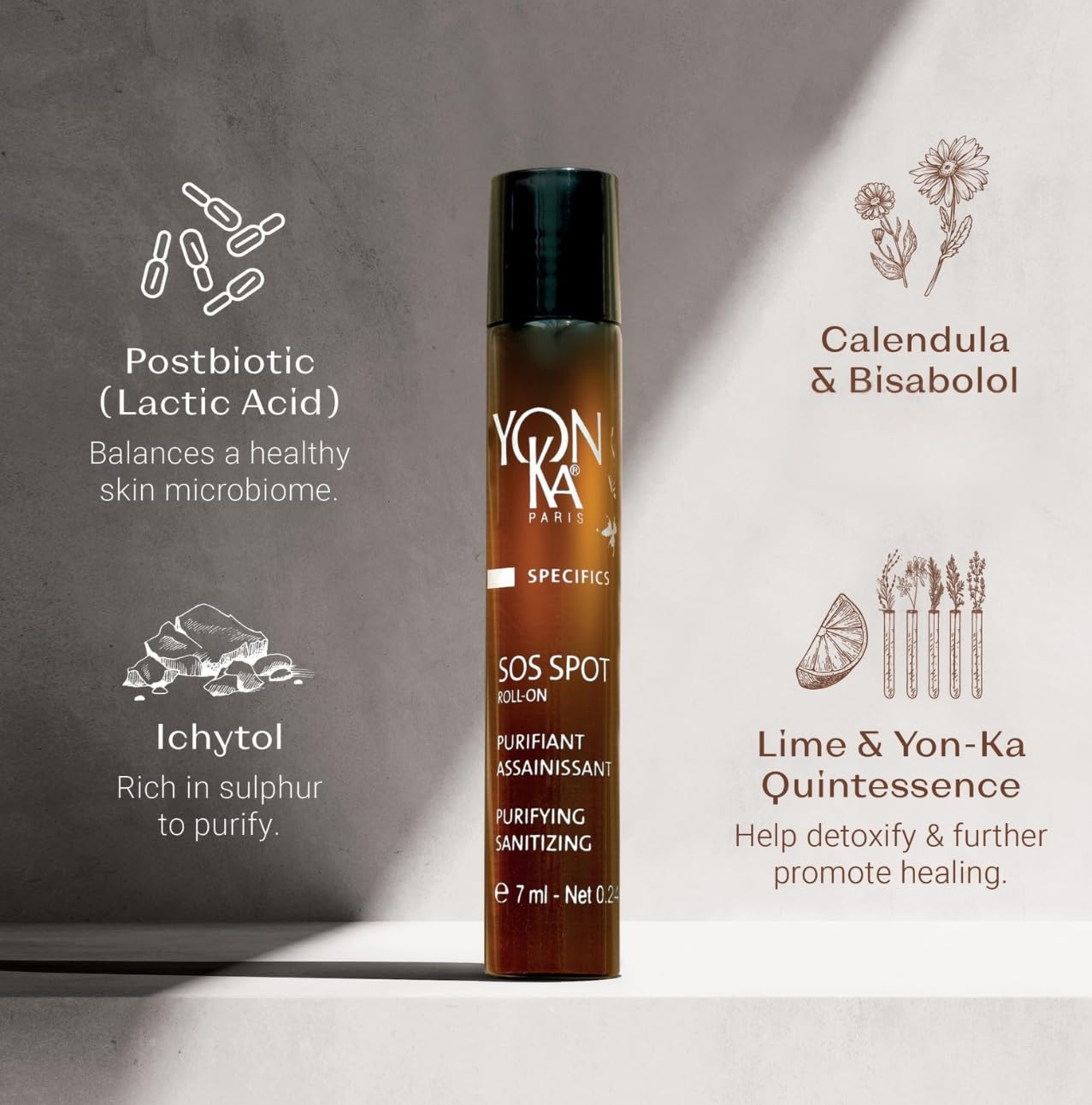 Yon-Ka SOS Spot Roll-On, Targeted Blemish Treatment, Travel Size