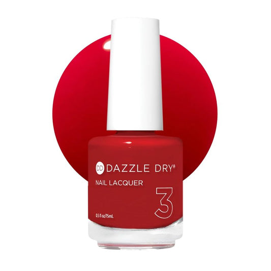 Dazzle Dry Nail Lacquer (Step 3) - Lit - A semi-sheer bright red with blue undertones. Semi-sheer cream. (0.5 fl oz)