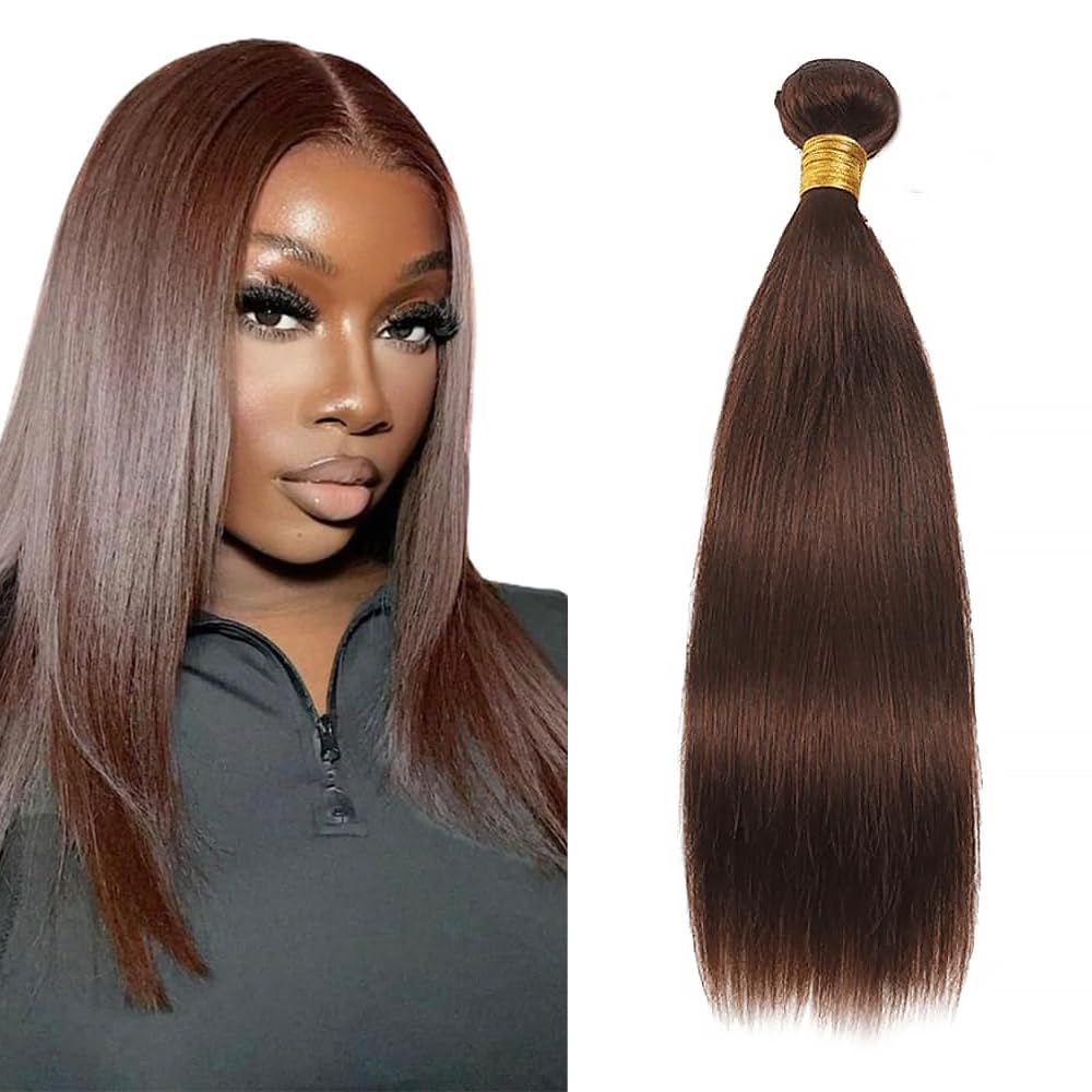 Straight Human Hair Bundles 26 Inch Straight Single Bundle #4 Chocolate Brown Human Hair Unprocessed Native Virgin Hair 100g Total 1 Extension Double Weft Human Hair Extensions for Women
