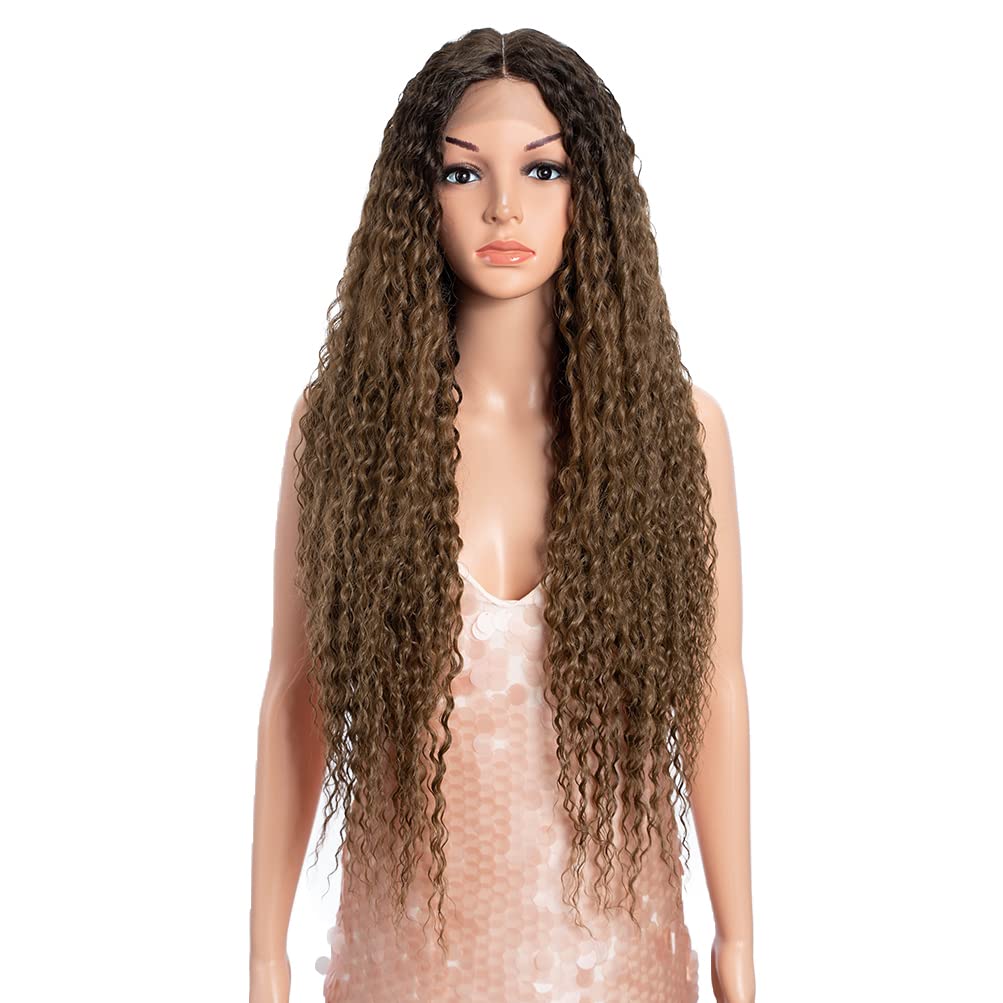 Style Icon 30" Long Curly Wig Ombre Lace Front Wig for women Heat Resistant Replacement Wig Density 130% Synthetic Wig (30 Inch, TT6/30W)