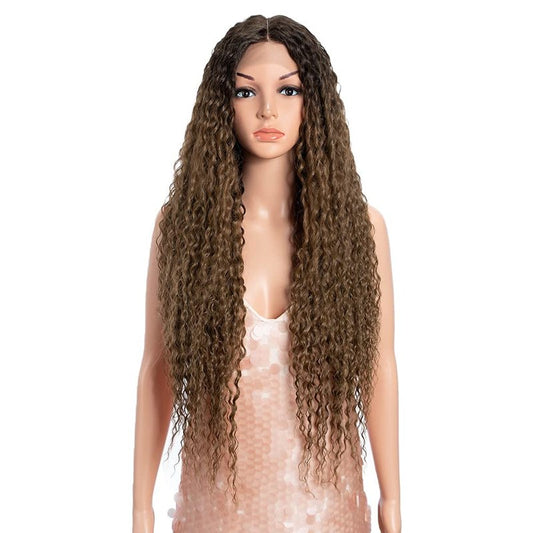 Style Icon 30" Long Curly Wig Ombre Lace Front Wig for women Heat Resistant Replacement Wig Density 130% Synthetic Wig (30 Inch, TT6/30W)