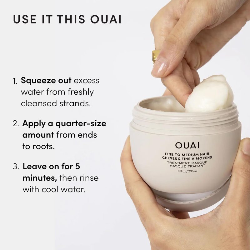 OUAI Hair Treatment Mask - Deep Conditioning for Fine to Medium Hair | Hydrates, Strengthens & Repairs Damage (3.4 oz)
