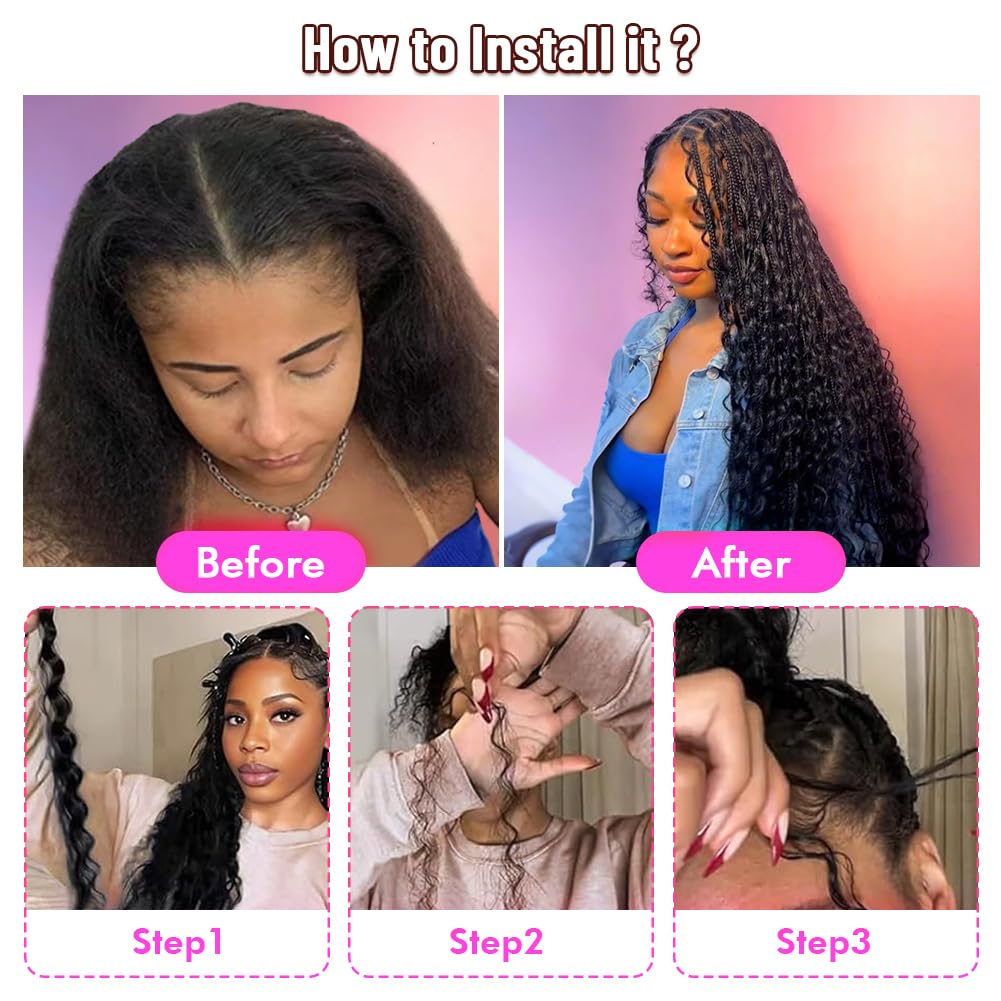 Human Braiding Hair for Boho Braids Curly Deep Wave Bulk Human Hair for Braiding 100% Human Hair for Braiding Hair Wet and Wavy Boho Knotless Braids Hair No Weft 2 Bundles/Pack