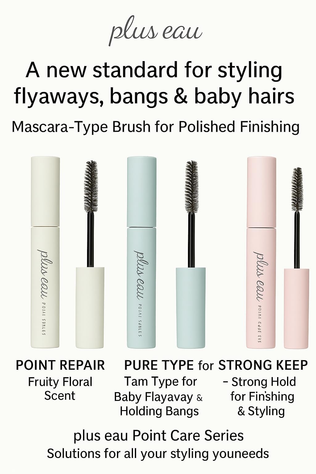 Plus eau Point Repair Pure Hair Finishing Stick - Baby Hair & Edge Control, Strong Hold Hair Mascara for Bangs & Slick Back Styles, Made in Japan, Pure Savon Scent