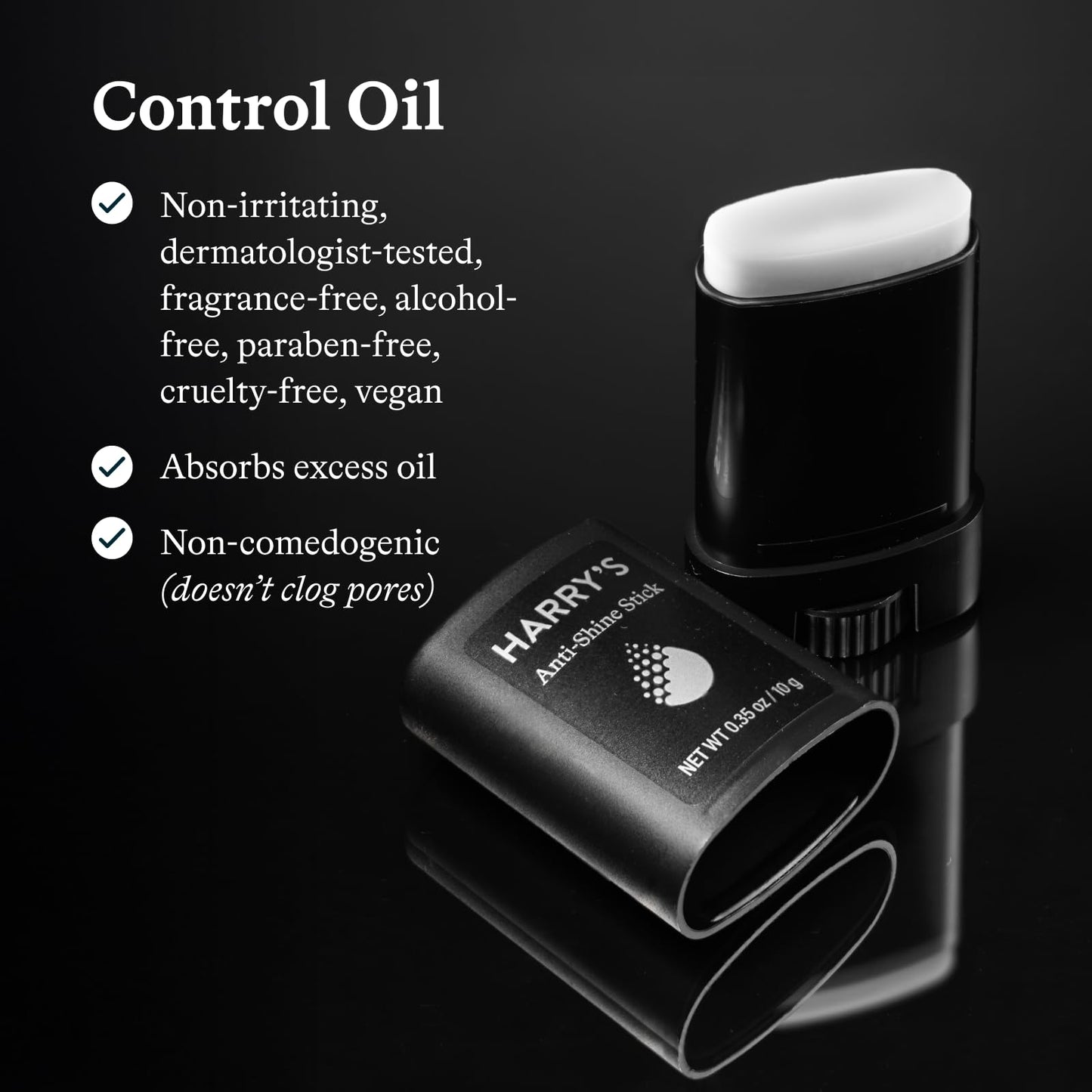Harry's Anti-Shine Stick for Oily Skin - (4 Pack) 0.35 oz - Controls and Absorbs Oil for Matte Finish - Facial Skin Care for Men