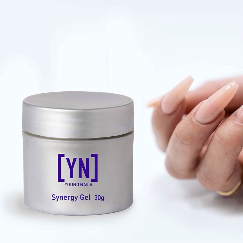 Young Nails Synergy Gel System, Building Gel - Hard Builder Gel, Superior Adhesion & Strength, Structured Nail Gel Builder - Sculptor Gel, Clear, 30g