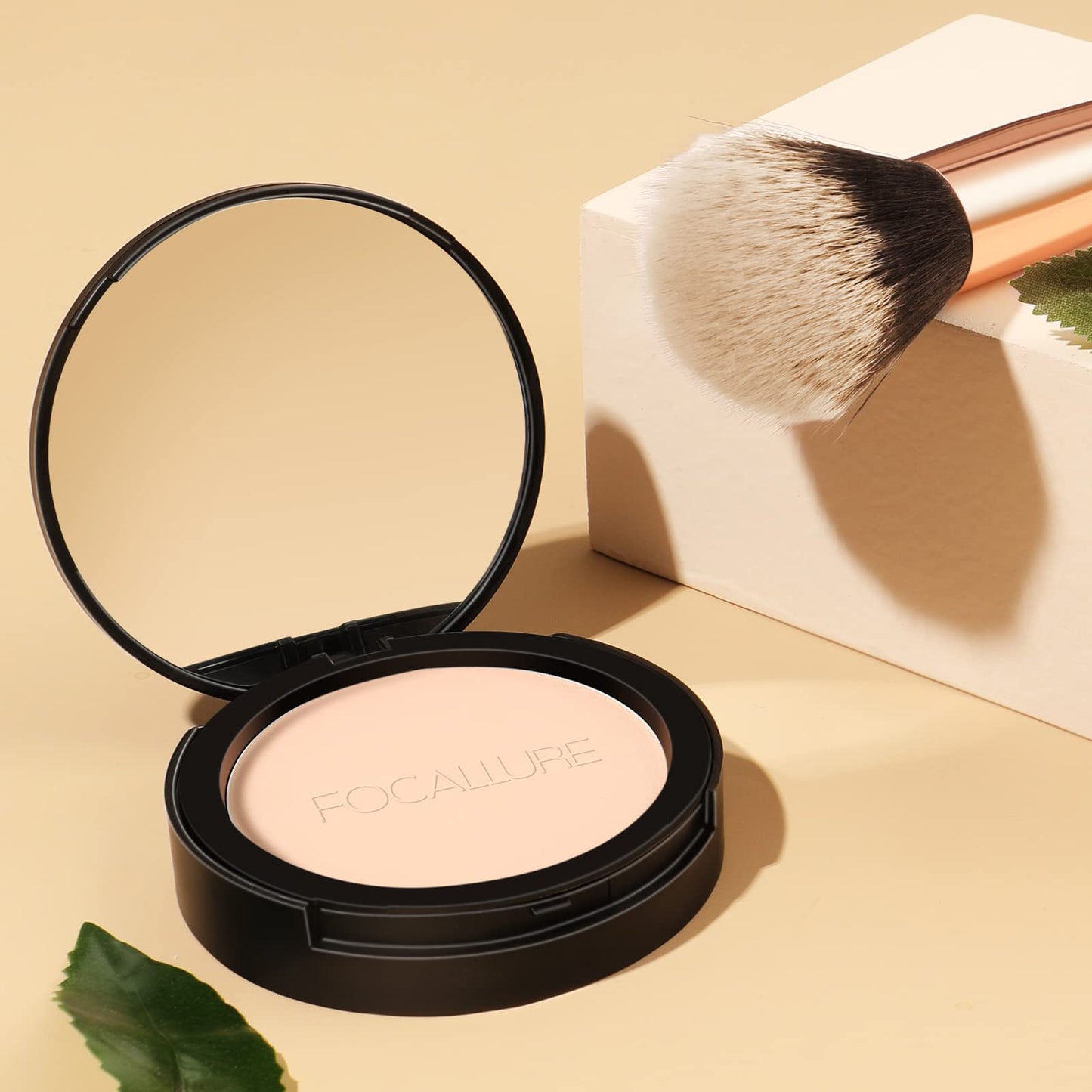 FOCALLURE Flawless Pressed Powder, Control Shine & Smooth Complexion, Pressed Setting Powder Foundation Makeup, Portable Face Powder Compact, Long-Lasting Matte Finish