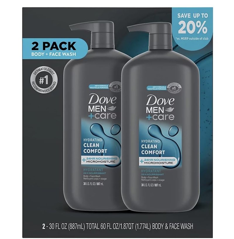 Dove Men+Care Body Wash - Hydrating Clean Comfort with Micromoisture Technology | 30 oz. 2-Pack