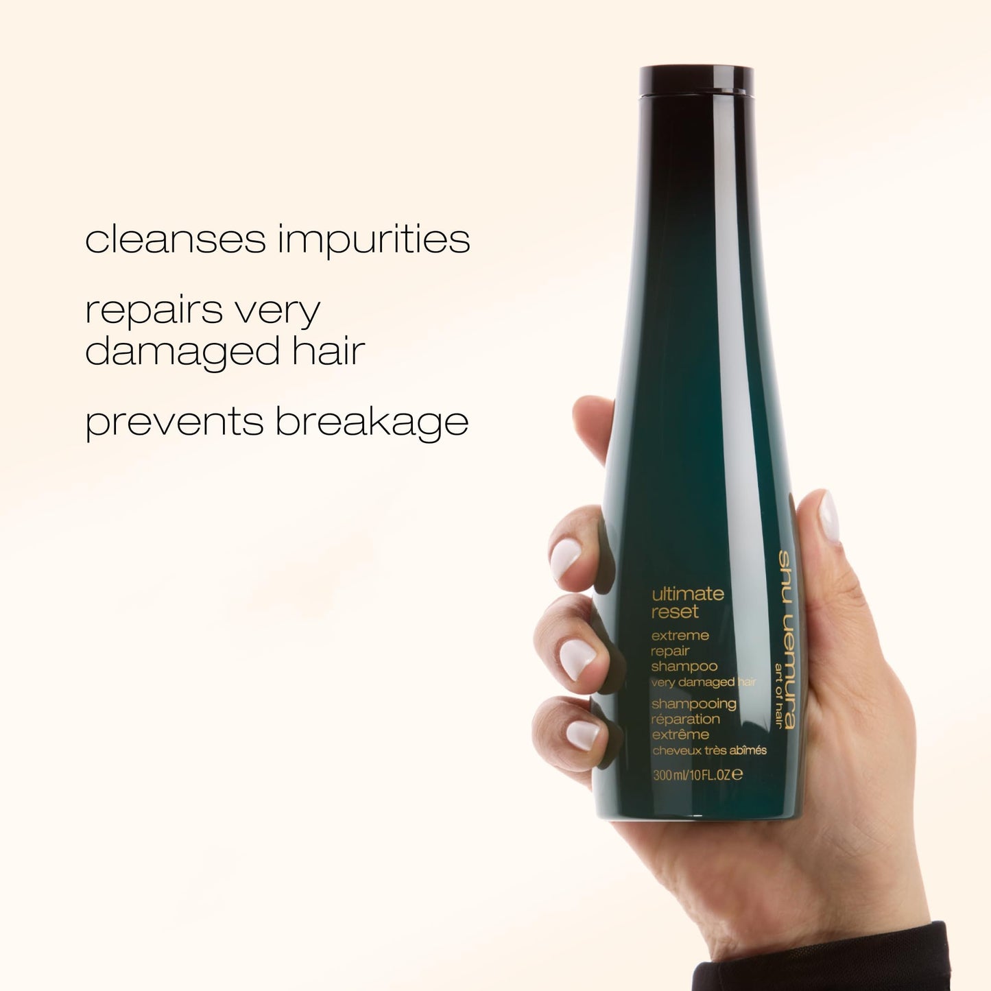 shu uemura art of hair Ultimate Reset Extreme Repair Shampoo - Strengthens to Reduce Breakage and Split Ends, Deeply Conditions and Nourishes Damaged Hair, With Japanese Rice Extract, 2.5 Fl Oz