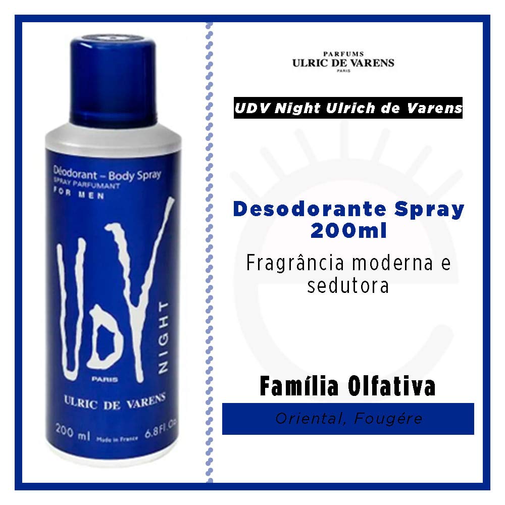UDV Ulric De Varens Night 200ml Deodorant Spray, Deodorant For Him