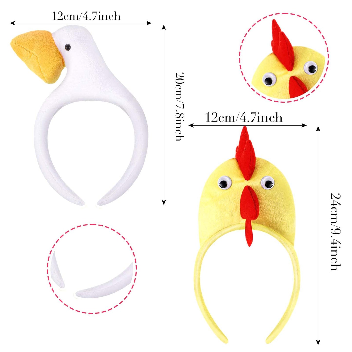 Cindeer 6 Pcs Animal Ears Headbands Party Favors, Halloween Zoo Jungle Animal Costume Headband Plush Ear Hair Hoop(Retro)