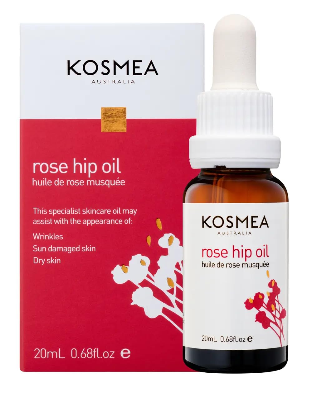 Kosmea Rosehip Oil - Premium Anti-Aging Face & Body Oil | Super-Critical Extraction - 0.68 fl oz