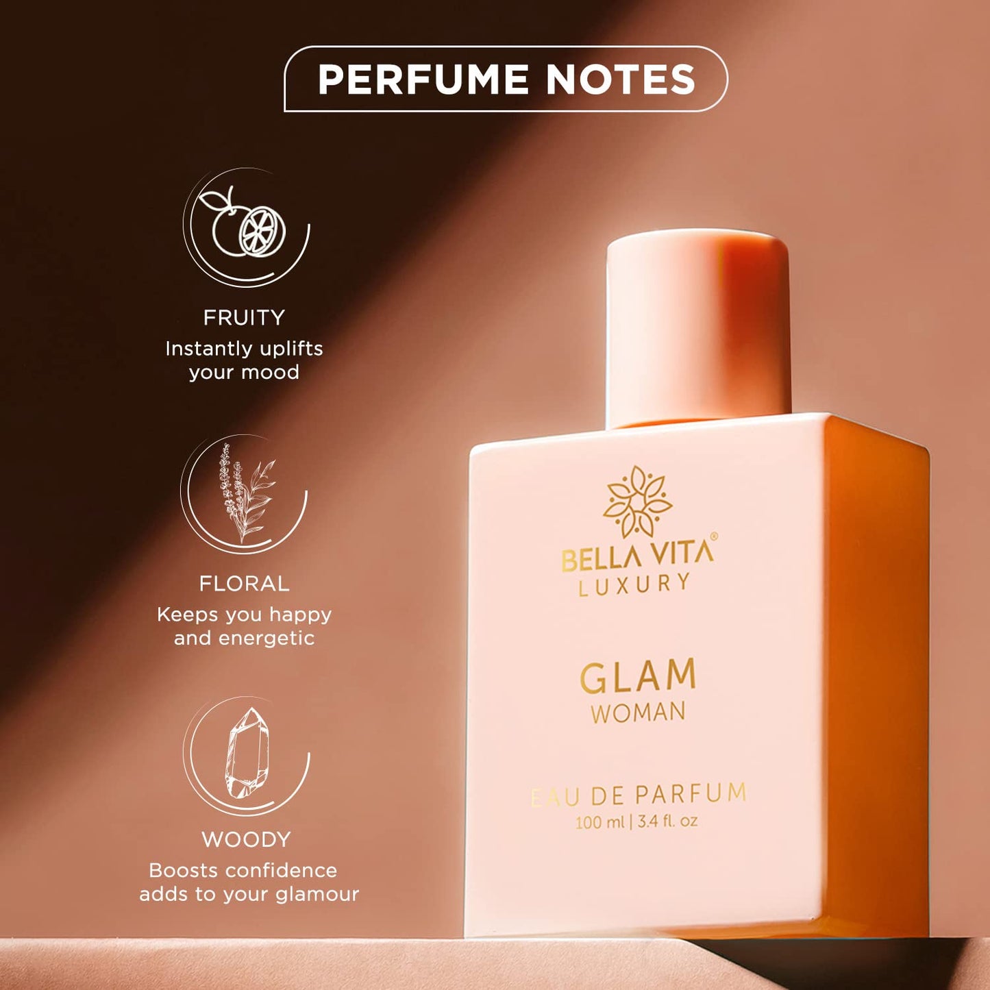 Bella Vita Luxury Glam Women EDP Perfume & Honey Oud Eau De Parfum Unisex Perfume Combo, Pack of 2 Premium Long Lasting Fragrance Scents for Men & Women, 100 Ml Each
