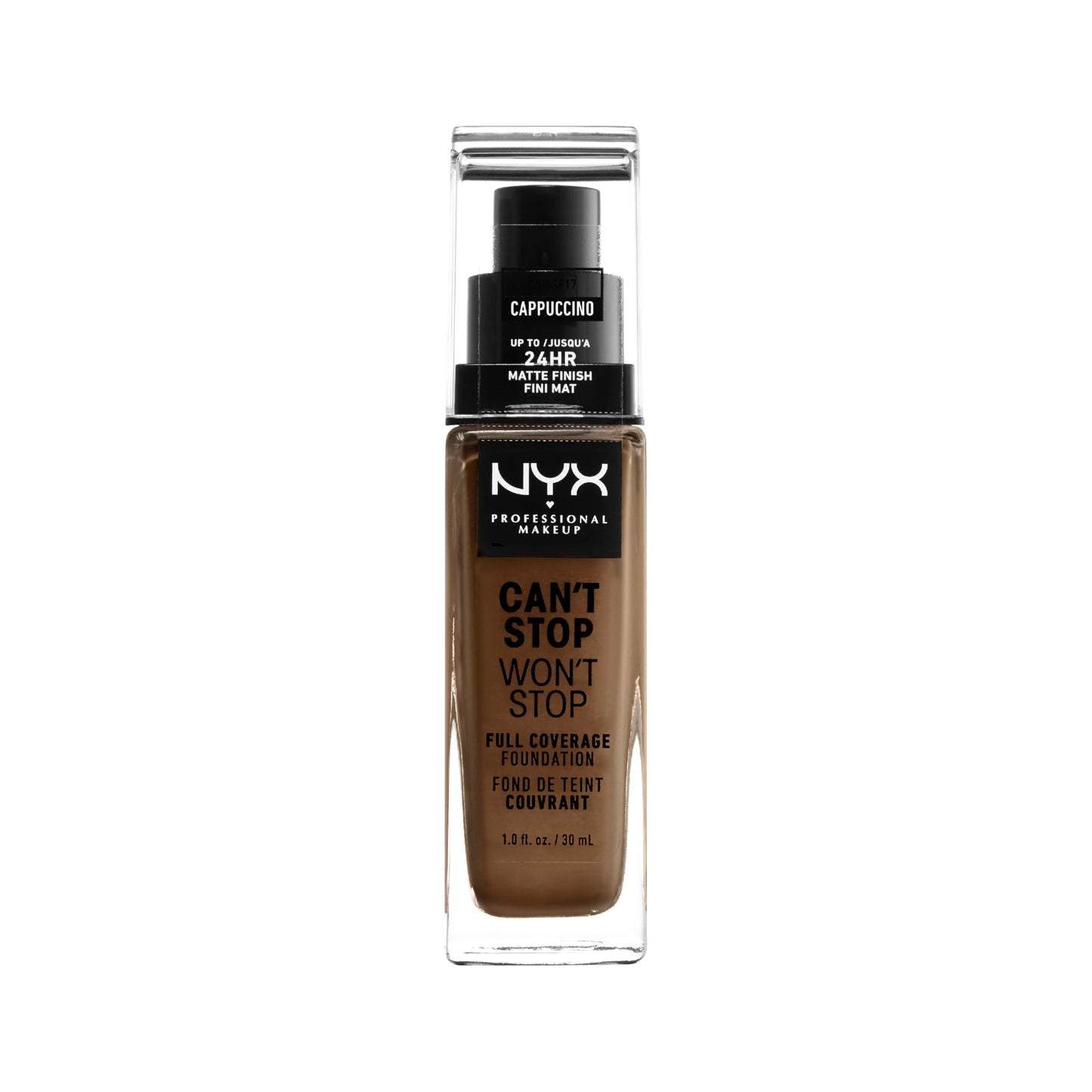 NYX PROFESSIONAL MAKEUP Can't Stop Won't Stop Foundation, 24h Full Coverage Matte Finish - Cappuccino