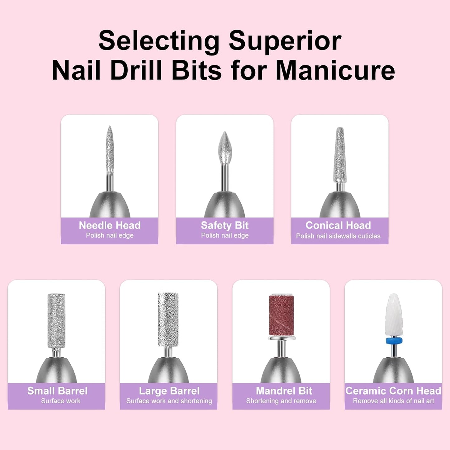 Electric Nail Drill Machine - Portable Corded Nail File for Acrylic Nails | Adjustable 25000 RPM, Ideal for Beginners & Professionals - Gray