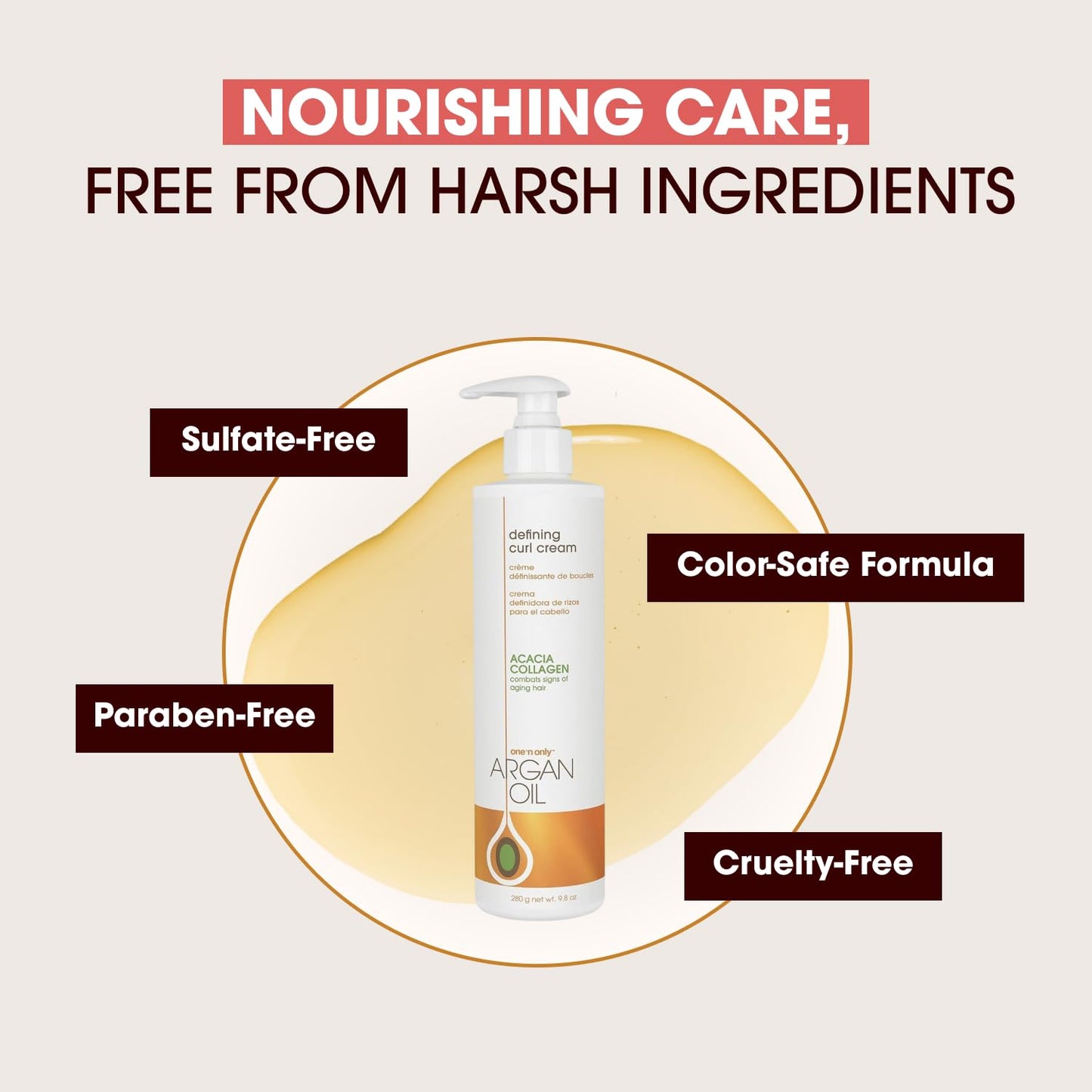 One 'N Only Defining Curl Cream with Argan Oil, Leave-in Conditioning Cream, Defines and Leaves Strong Curly Hair, Enhances Shine and Hydrates Without Sticky Residue, 9.8 Ounces (2 Pack)