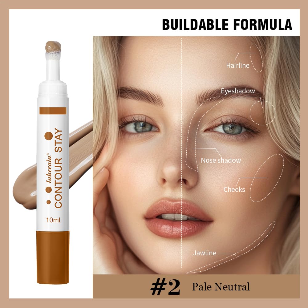 Liquid Contour Long Wear Bronzer Cream Contour Makeup – Long Lasting, Blendable & Lightweight Formula – Vegan & Cruelty-Free Face Sculpting Stick with Built-In Sponge Applicator (#3 Medium Cool)