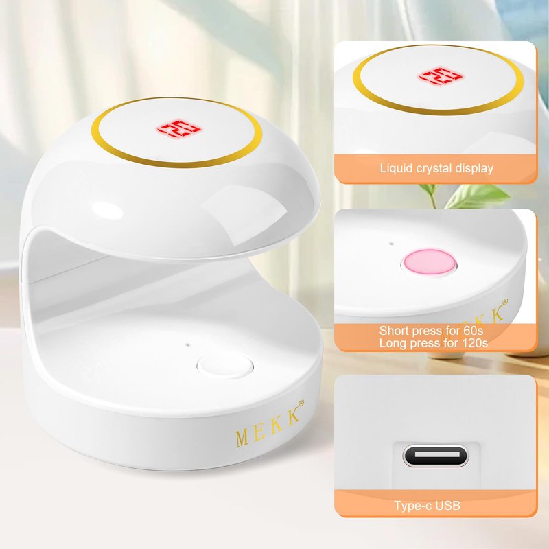 MEKK Mini UV Light for Gel Nails, 18W Cordless Single Finger UV LED Nail Lamp, Portable Small Professional Flash Cure Lamp for Detail Work, Compact Design for Beginners, Travel, Home - White