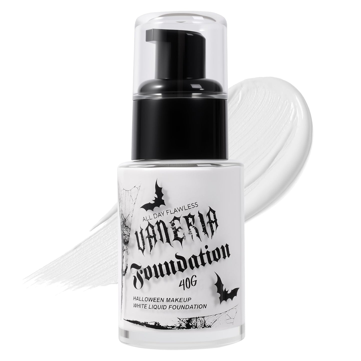 VANERIA White Foundation, Goth Foundation Liquide Makeup, Clown Makeup, Blanco Face Paint, Full-Coverage Waterproof, Mixer Use or White Base for Halloween, Cosplay, Stage, Mime & Film.30ML