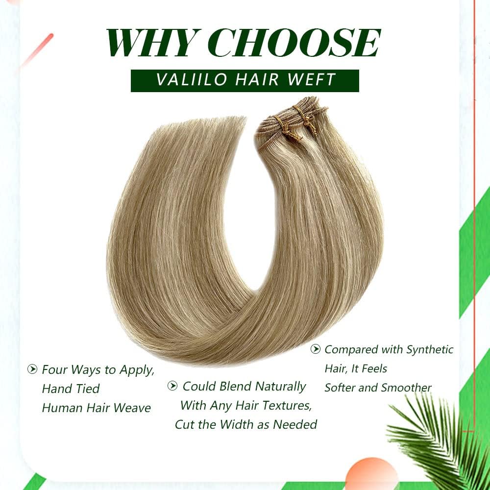 Beige Blonde Hair Weft Sew-In Extensions | 22-Inch Real Human Hair with Platinum Highlights - 120g