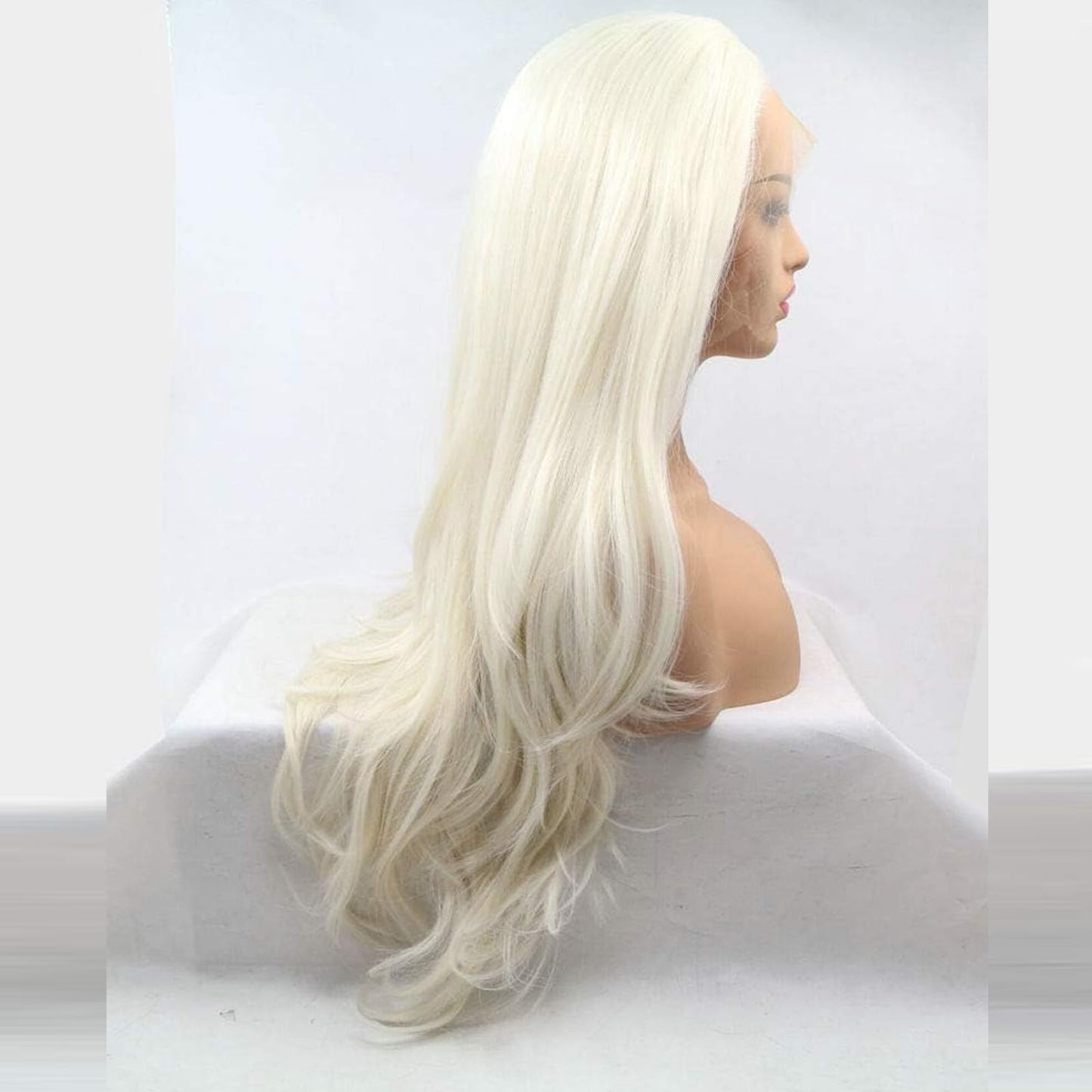 AFBeauty Platinum Blonde Wig Lace Front Real Hair Curly Wigs Long White Blonde Hair Wig Wavy Afro Wigs for Black Women Drag Queen Cosplay Daily Synthetic 26 Inch Lace Front