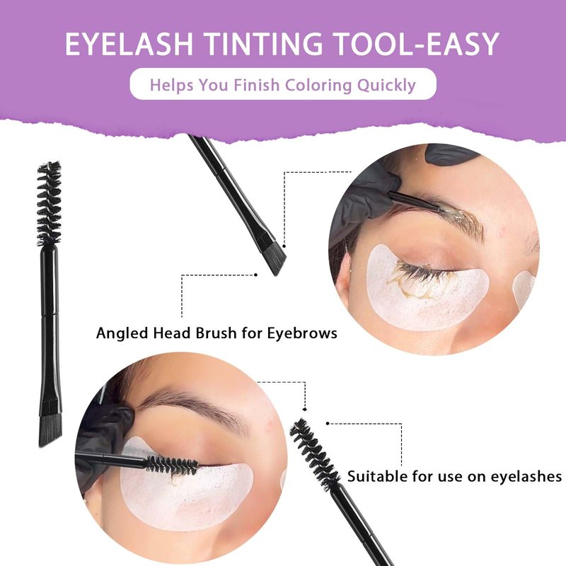 Libeauty Eyelash Black Color Kit, Semi-Permanent Hair Color Kit for Lash and Brow Cute Butterfly Disposable Individual Sachet Kit Instant Voluminous Coloring Eyebrow Colour Kit