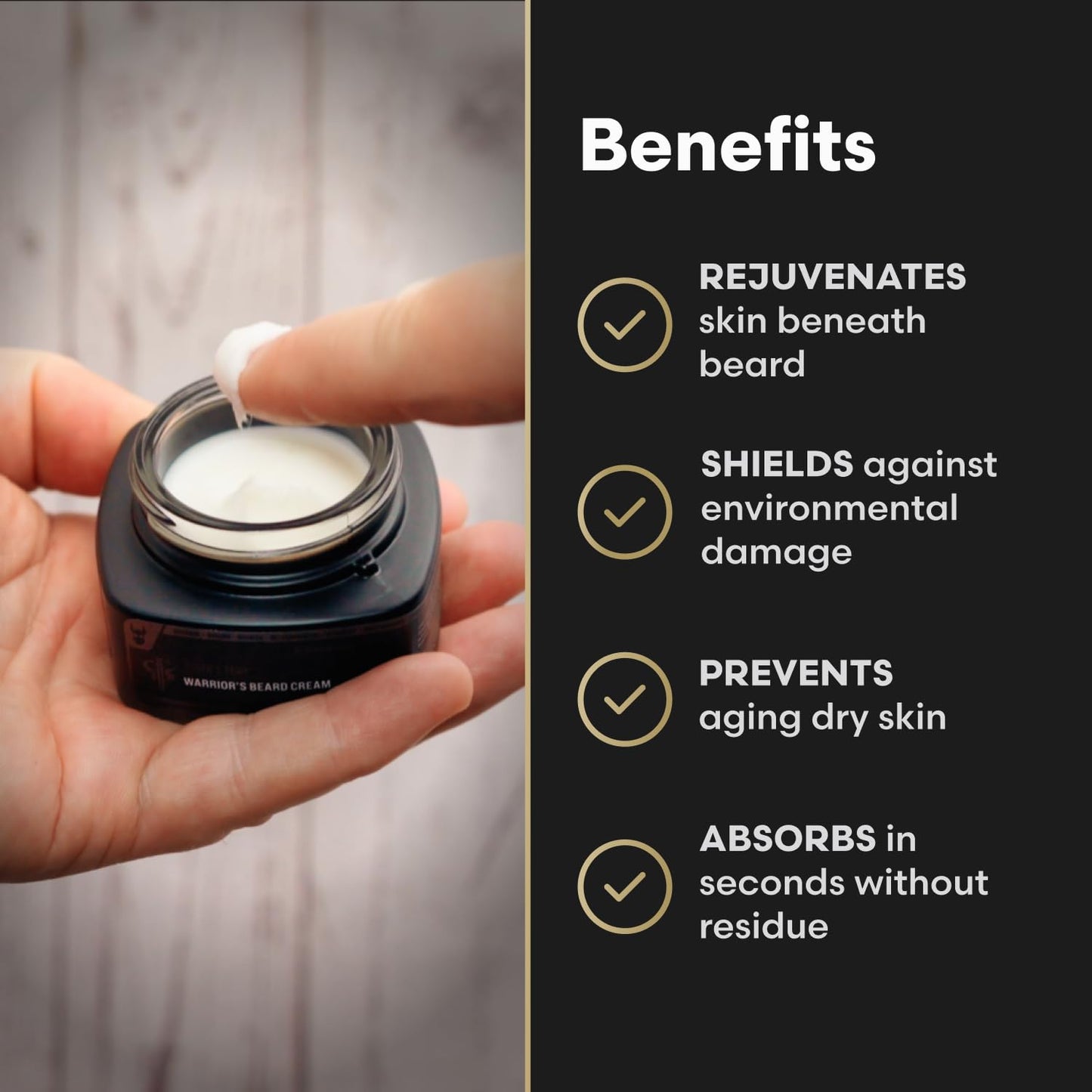 Beard Cream - Valhalla's Gates Beard Butter Moisturizer & Softener for Men | Hydrating Avocado & Jojoba Oils - 50g