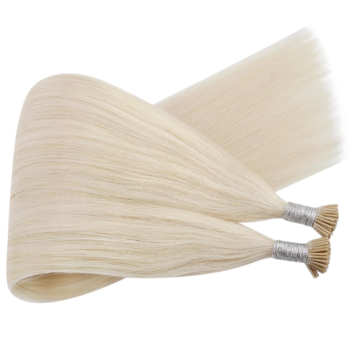 Ugeat I Tip Human Hair Extensions, Platinum Blonde, Remy Human Hair Extensions I Tip, Cold Fusion Pre Bonded Hair Extension for Women, 18 Inch 40G 50S