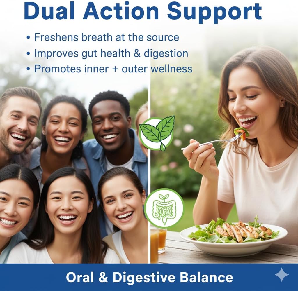 Fresh Breath Oral Probiotics - Dental Supplement for Gum Health & Oral Microbiome Balance | 120 Capsules with Lactobacillus